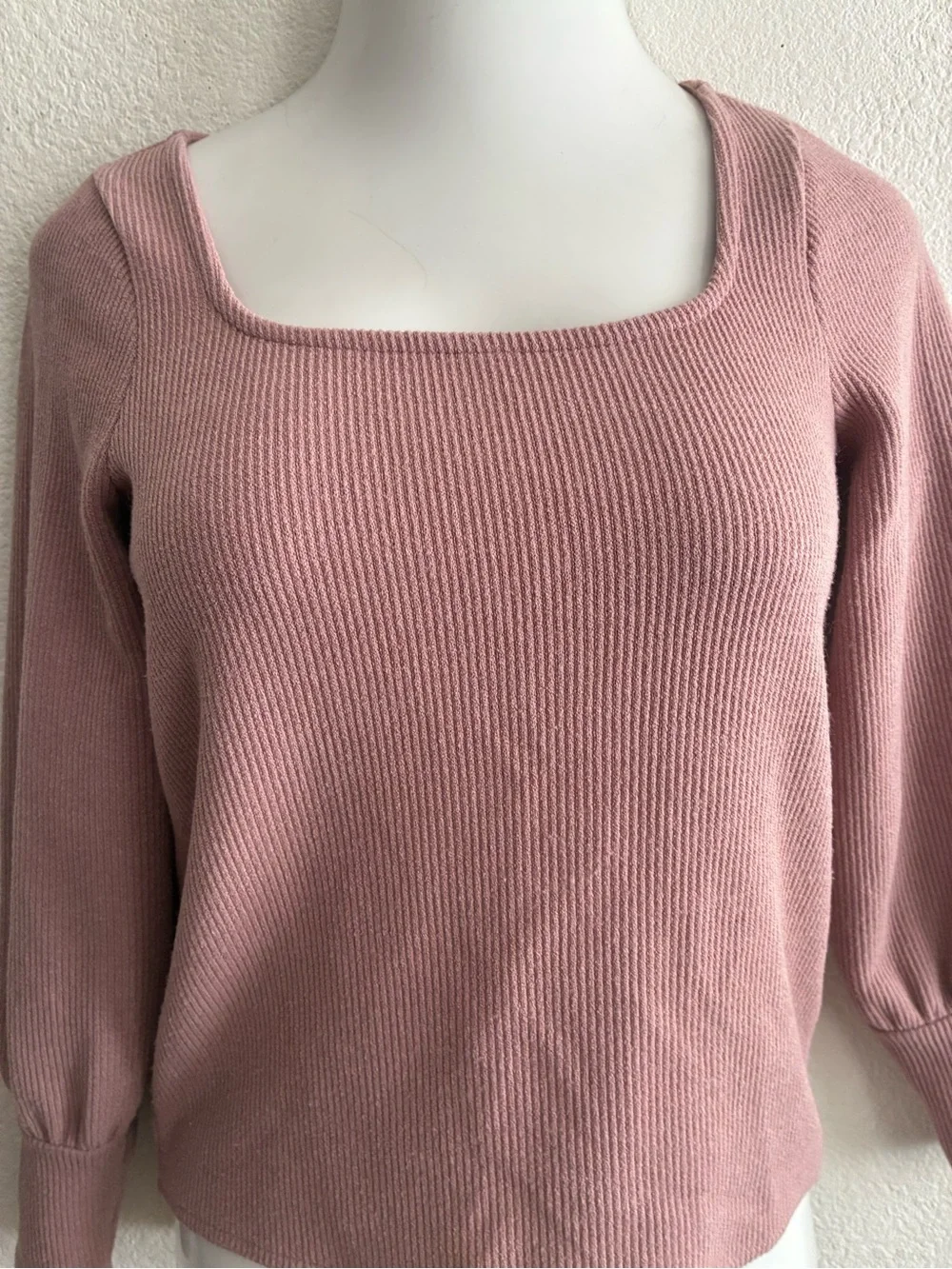 Madewell Ribbed Square-Neck Sweater in Dusty Mauve XS